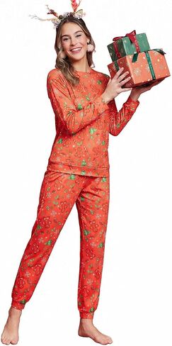 Ekouaer Womens Pajama Sets 2 Piece Cute Pjs Sets Long Sleeve Top and Jogger Pants Set Soft Sleepwear Lounge Set XS-XXL in Saudi Arabia