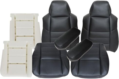 SecosAutoparts Driver & Passenger Bottom & Top & Foam & Armrest Leather Replacement Seat Covers Tan Compatible with Ford Excursion 2002-2005 Compatible with Ford F250 F350 Lariat 2002-2007 in Saudi Arabia