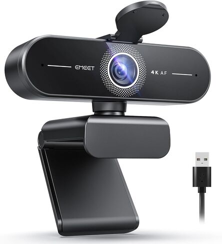 EMEET C60E 4K Webcam for PC - Ultra 4K HD, PDAF Autofocus, Dual Noise-Cancelling Mics, 73° FOV, Auto Light Correction, USB Plug&Play, Privacy Cover, Ideal for High-End Business Meetings&Live Streaming in Saudi Arabia