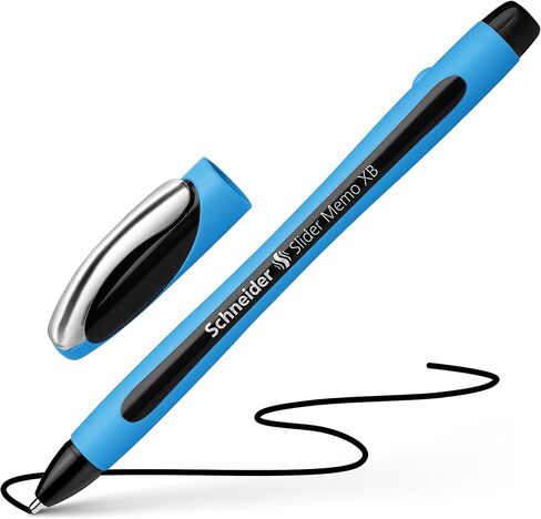 Schneider Slider Memo XB (Extra Broad) Ballpoint Pen, 1.4 mm, Light Blue Barrel, Black Ink, Blister Pack of 1 Pen (75023) in Saudi Arabia
