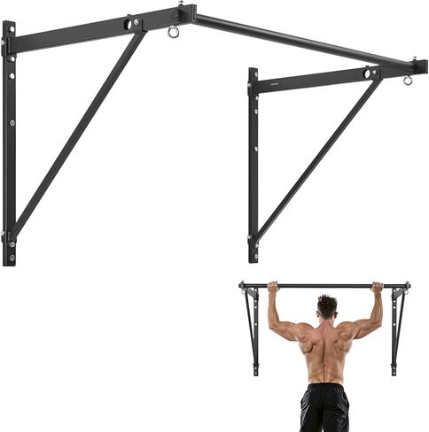 VEVOR Pull Up Bar, Multi-Grip Wall Mounted Pull Ups, 50 in Width Multifunctional Chin Up Training Station, Heavy Duty Steel Upper Body Workout Bars with Hangers, 440 lbs Weight Capacity, for Home Gym in Saudi Arabia