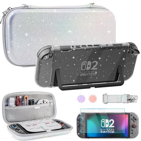 FUNDIARY Carrying Case for Switch 2, Cute Accessories for Switch 2 Console & Joycon with Mushroom Portable Travel Bag, PC Protective Dockable Covers, Screen Protector, Shoulder Strap and 2 Thumb Caps in Saudi Arabia