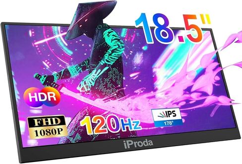 18.5" Portable Monitor 120Hz FHD 1080P, USB-C HDMI Laptop Screen Extender, Second Display for Laptop/PC/Mac/PS5/PS4/Switch, Travel Monitor with Protective Sleeve, VESA Mountable in Saudi Arabia