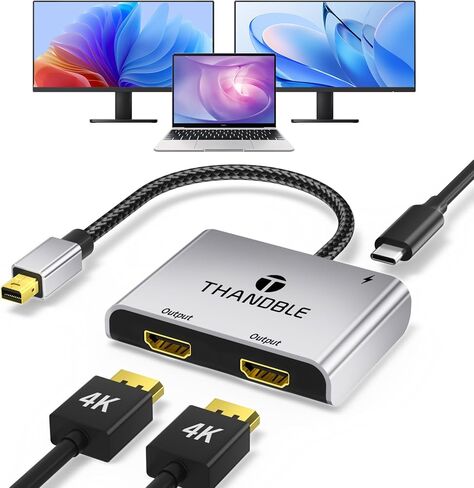 Mini DisplayPort to Dual DisplayPort Adapter for Dual Monitor Display, Thunderbolt 2 to 2 DP Female Splitter Extended Display Adapter, Compatible with MacBook Air, Mac iMac, Surface Pro, PC in Kuwait