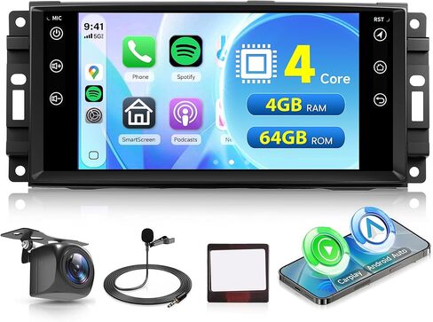 4G+64G Android Car Stereo لجيب Wrangler JK 2007-2018 Dodge RAM 1500 2008-2012 مع Carplay Android Auto ، 7 بوصات GPS Navigation WiFi SWC Bluetooth مع كاميرا احتياطية in Kuwait