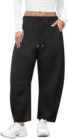 CARCOS Plus Size Barrel Sweatpants Women Baggy Drawstring Wide Leg Lounge Active Casual Pants with Pockets XL-5XL in Saudi Arabia