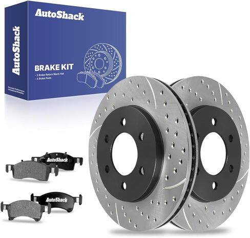 وسادات فرامل دوارة من السيراميك لدوارات الفرامل المحفورة والمشقوقة من AutoShack | بديل لسيارة لينكولن نافيجيتور 2003-2006 2003-2006 فورد إكسبيديشن 5.4L 4WD RWD | المغلفة الإلكترونية | طقم فرامل 6 قطع | ShadowGuard in Saudi Arabia