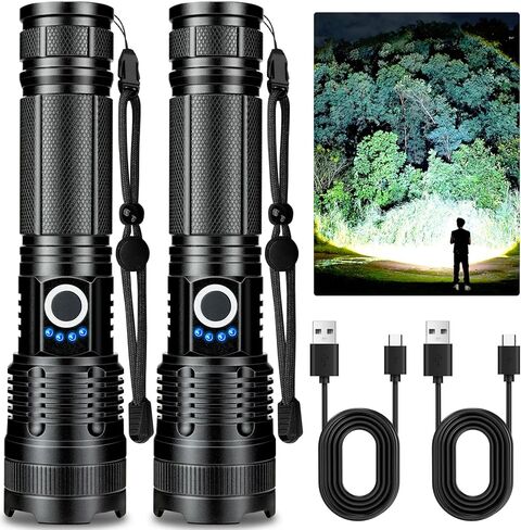 Rechargeable Flashlights High Lumens 3 Packs, 99,000 Lumens Super Bright LED Flashlight with 5 Modes & Waterproof, Powerful Handheld Flash Light for Home Camping in Saudi Arabia