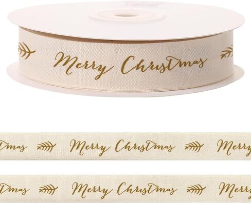 شريط من القطن الطبيعي لعيد الميلاد بطول 10 ياردات لصياغة الخياطة، أشرطة شريطية متعرجة مقاس 4/5 بوصة لتغليف الهدايا، وأشرطة كلمات عيد ميلاد سعيد لإكسسوارات فيونكة الشعر in Kuwait