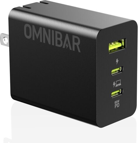 65W USB C Block Charger Block ، Omnibar 3-Port Gan USB C Wall Charger Adapter ، iPhone Fast Charger Type C Charging Clock لـ MacBook Pro/Air ، iPhone 16/15 ، iPad ، Galaxy S24/S23 ، Switch ، Lime Green in Kuwait