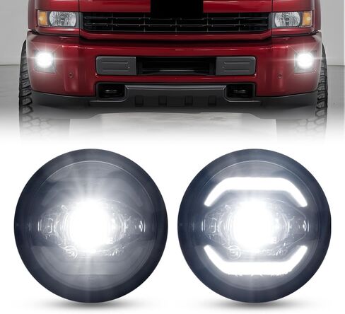NJSBYL LED مصباح ضباب دائري DRL لـ 2015-2019 Chevy Silverado 2500 HD 3500 HD، 2015-2019 GMC Sierra 2500 HD 3500 HD، 2015-2022 Chevy Colorado GMC Canyon White Daytime Running Light Parking Lamp in Saudi Arabia