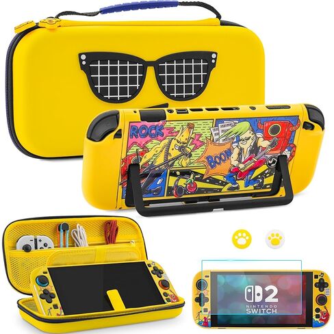 FUNDIARY Galaxy Travel Case for Nintendo Switch 2, Accessories Kit for Switch 2 Console & Joycon with Portable Storage Bag, Protective Dockable Cover, Screen Protector, Shoulder Strap and 2 Thumb Caps in Saudi Arabia