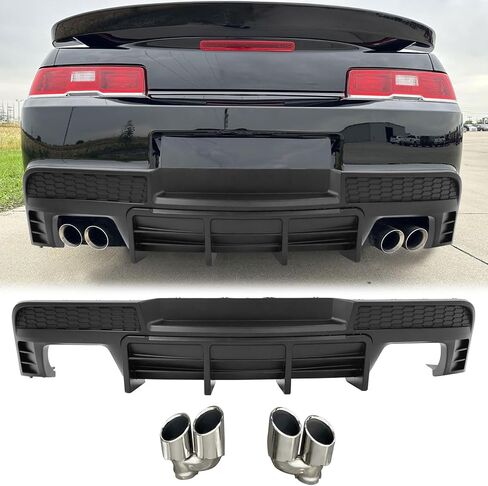 FREEMOTOR802 Compatible with 2014-2015 Chevrolet Camaro Rear Diffuser, Ikon Style Gloss Black PP Rear Bumper Lip Lower Spoiler Guard in Saudi Arabia