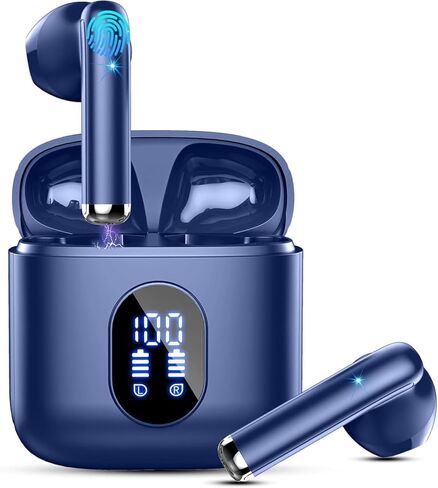 سماعات الأذن اللاسلكية ، سماعات Bluetooth 5.4 مع ميكروفونات إلغاء ضوضاء ENC ، 40 ساعة باس بودس بودز ستيريو مع حالة شحن شاشة مزدوجة LED ، وسمات الأذن اللاسلكية المقاومة للماء IP7 لنظام Android ، iOS in Kuwait