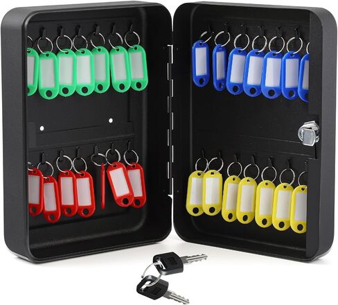 Ripeng 48-Keys Key Lock Box Wall Mount Steel Cabinet Security Holder with Tags and Hooks Key Organizer Wall Safe Storage for Car Office Hotel House Rental Business, Black in Saudi Arabia