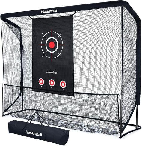 Haokelball Golf Hitttting Cage ، شبكة غولف 10 × 8 × 6 قدمًا مع حقيبة قماشية وحمل مستهدفة ، وشبكة قفص الجولف الشاقة للبخار الخلفي والداخلي والخارجي in Kuwait