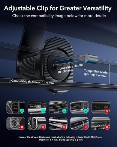 ESR Omnilock qi2 25w Magsafe Car Mount Charger مع cryoboost ، شاحن سيارة Magsafe تبريد الهاتف ، مقطع ترقيته ، حامل هاتف السيارة المغناطيسي للهواء من أجل iPhone 17/16/15/14/13/12 ، Pixel 10 ، 360 ° Rotatable in Saudi Arabia
