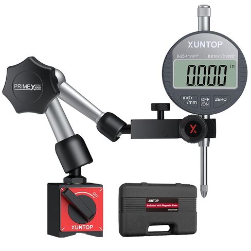 Digital Dial Indicator 1inch/0.0005inch with 132lbs/60kg Magnetic Base,Inch/Metric Conversion LCD Display Electronic Indicator, Dial Test Gauge for Lathe,3D Printer,CNC,Indusrial in Saudi Arabia