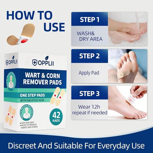 Maximum Strength Wart Corn Remover Pads for Feet and Toes, 40% Salicylic Acid Extra Strength Treatment Foot Corn Removal Bandages for Kids Adults,42 Pack in Saudi Arabia