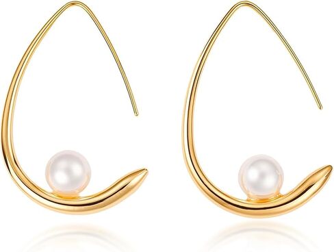 Teardrop Earrings for Women 18k Gold Plated Dangle Drop Earrings Lightweight Chunky Open Hoops High Polished Jewelry Trendy Gold Hoop Earrings in Saudi Arabia