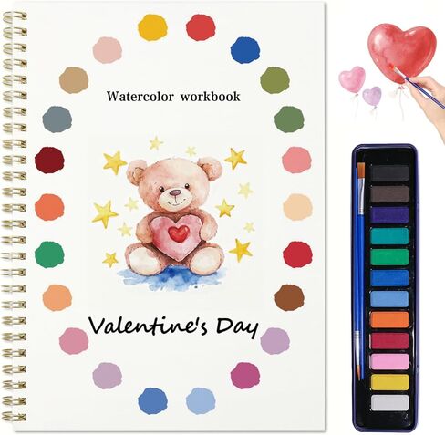 Watercolor Workbooks Coloring Book，12 Colors Watercolor Paint Set with Paint Brush, Beginner-Friendly Watercolor Painting Kit (Flowers) in Saudi Arabia