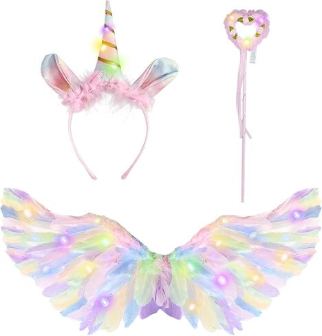 Angel Wings with LED Lights & Halo for Adults Kids, Light Up Feather Wings Costume for Halloween, Christmas in Saudi Arabia