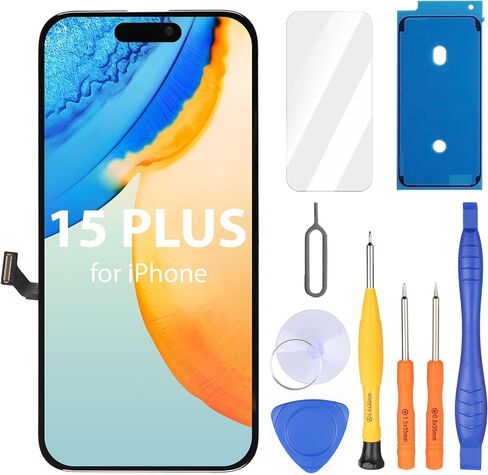 Ayake for iPhone 15 Screen Replacement ، شاشة عرض أرقام LCD 6.1 بوصة FHD ، وبقايا معرف الوجه ، وبرمجة النغمة الحقيقية (لـ A2846 ، A3089 ، A3090 ، A3092) in Kuwait