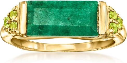 Ross-Simons 5.50 Carat Emerald and .60 ct. t.w. Peridot Ring in 18kt Gold Over Sterling in Saudi Arabia