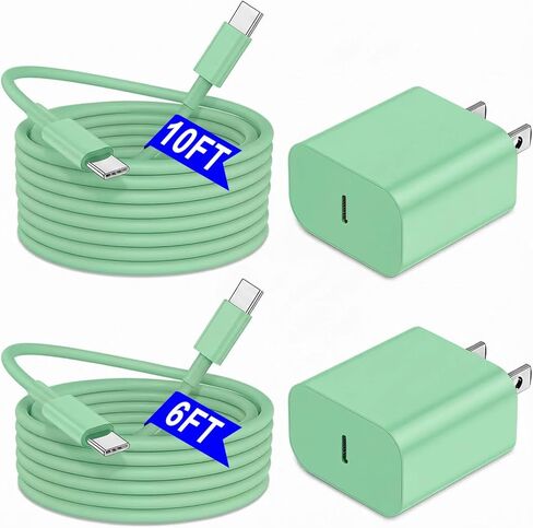 iPhone 17 16 15 Charger Fast Charging 6FT+10FT Cable, 20W USB C Charger, USBC Wall Charger for i Phone 17 Air 16 16e/16 Pro/16 Pro Max/15/15 Plus/15 Pro/15 Pro Max,i Phone iPad Pro/Mini in Saudi Arabia