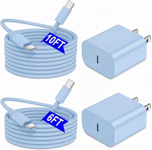 iPhone 17 16 15 Charger Fast Charging 6FT+10FT Cable, 20W USB C Charger, USBC Wall Charger for i Phone 17 Air 16 16e/16 Pro/16 Pro Max/15/15 Plus/15 Pro/15 Pro Max,i Phone iPad Pro/Mini in Saudi Arabia