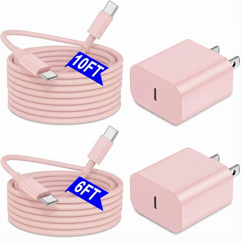 iPhone 17 16 15 Charger Fast Charging 6FT+10FT Cable, 20W USB C Charger, USBC Wall Charger for i Phone 17 Air 16 16e/16 Pro/16 Pro Max/15/15 Plus/15 Pro/15 Pro Max,i Phone iPad Pro/Mini in Saudi Arabia