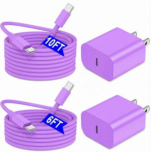 iPhone 17 16 15 Charger Fast Charging 6FT+10FT Cable, 20W USB C Charger, USBC Wall Charger for i Phone 17 Air 16 16e/16 Pro/16 Pro Max/15/15 Plus/15 Pro/15 Pro Max,i Phone iPad Pro/Mini in Saudi Arabia