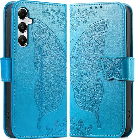 بالنسبة إلى Samsung Galaxy A16 5G Wallet Case with Card Card ، [Butterfly & Flower Crosed] Pu Leather Kickstand for Women and Men frackproof for Samsung A16 5G (Purple) in Kuwait