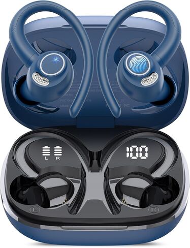 Jesebang Wireless Earbuds, Bluetooth 5.4 Headphones Sport, Over Ear Buds with ENC Noise Cancelling Mic, Black in Saudi Arabia