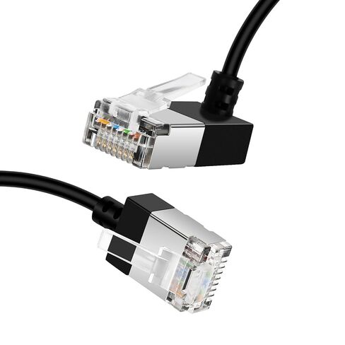 كبل Slim Cat 6 Ethernet 90 ° الزاوية اليسرى 1.6 قدمًا ، رقيقة ومرنة RJ45 LAN تصل إلى 10 جيجابت في الثانية 550 ميجا هرتز لجهاز Mac ، PC ، جهاز التوجيه ، Windows (أسود) in Kuwait