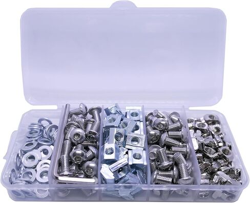 300pcs M5 T Nut Screw Kit لـ 2020 أجهزة بثق الألومنيوم ، 150pcs t dliding nut ، 50pcs m5 × 8 ، m5 x 10 ، 50pcs m5 × 12 مم وسلطات 1pcs ، لثلاثة أجهزة 2020 v t فتحة فتحة (مجموعات balck) in Kuwait
