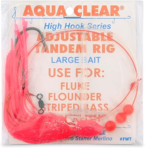 أكوا clear ، adj tandem rig ، flndr/fluke/seatrout/croaker ، 5/0 blk nckl oct hook ، AFW SWV ، 40 lb/18.1 kg gs mono ، t-standoff ، 4 in/6.2 cm glow glow squid squid in Kuwait