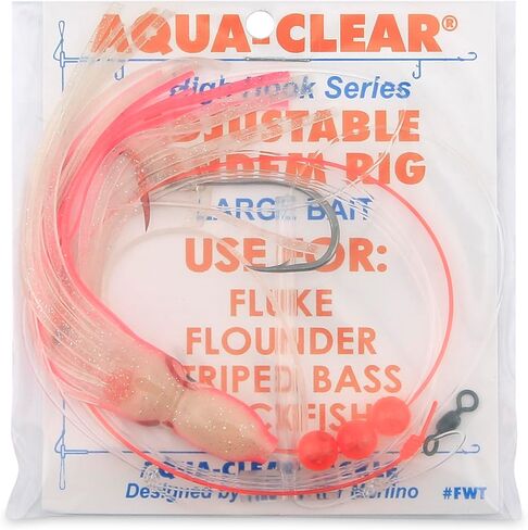 أكوا clear ، adj tandem rig ، flndr/fluke/seatrout/croaker ، 5/0 blk nckl oct hook ، AFW SWV ، 40 lb/18.1 kg gs mono ، t-standoff ، 4 in/6.2 cm glow glow squid squid in Kuwait