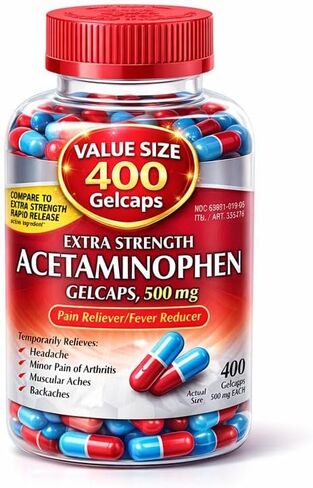 Acetaminophen 500mg, Extra Strength Rapid Release, 400 Gelcaps in Saudi Arabia