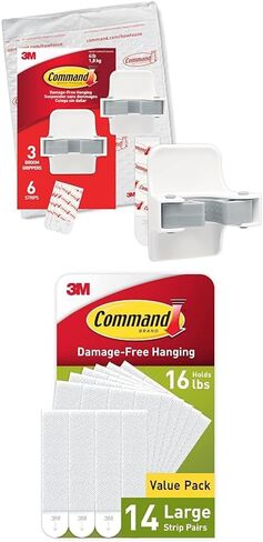 Command Broom and Mop Grippers Wall Hook, Damage Free Hanging Wall Mount Broom and Mop Holder, No Tools Household Cleaning Organizer for Living Spaces, 6 Hangers and 16 Command Strips in Saudi Arabia