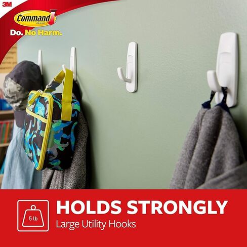 Command Broom and Mop Grippers Wall Hook, Damage Free Hanging Wall Mount Broom and Mop Holder, No Tools Household Cleaning Organizer for Living Spaces, 6 Hangers and 16 Command Strips in Saudi Arabia
