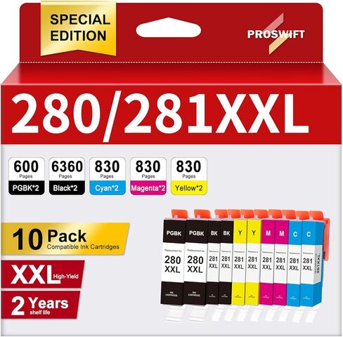 15 Pack 280 281 XXL حبر خراطيش استبدال Canon PGI-280 281 خرطوشة 280xxl 281xxl لـ PIXMA TR8620A TR8620 TR8520 TR8600 TR7520 TS702A TS9520 TS9521C TS6120 TS9120 in Kuwait