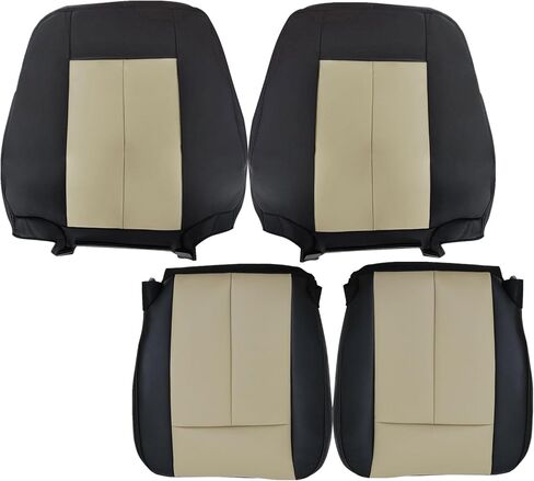 NLQR Driver and Passenger Side Bottom and Top Perforated Seat Covers Replacement Microfiber Leather Tan Compatible with Ford Expedition 2007 2008 2009 2010 2011 2012 2013 2014 in Saudi Arabia