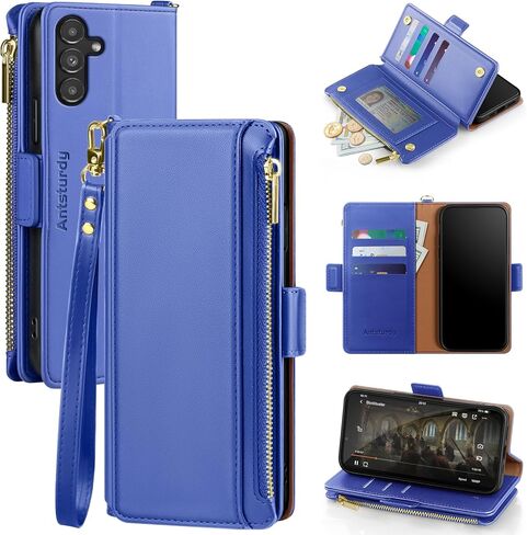 ATTSTURDY متوافق مع Samsung Galaxy A54 5G Wallet Case with Card Phone Case RFID LOCKING PU LEATHY FLIP مع فتحات بطاقة ائتمان حزام ، للنساء الرجال ، أحمر النبيذ الأحمر in Saudi Arabia