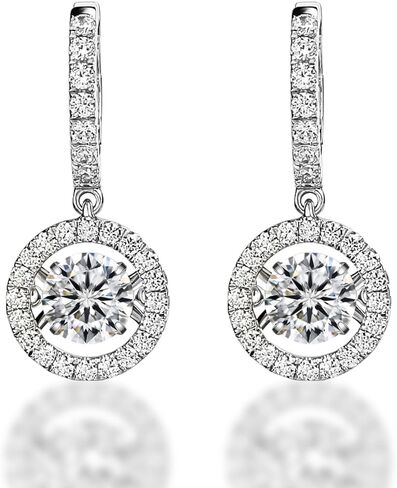 ARINZA Dangle Moissanite Earrings for Women, Sterling Silver Drop Hoop Dancing Diamond Earrings with 2 Carat (1ct Each), Jewelry Gift for Her, Wife, Girlfriend, Mom, Anniversary, Birthday, Christmas in Kuwait