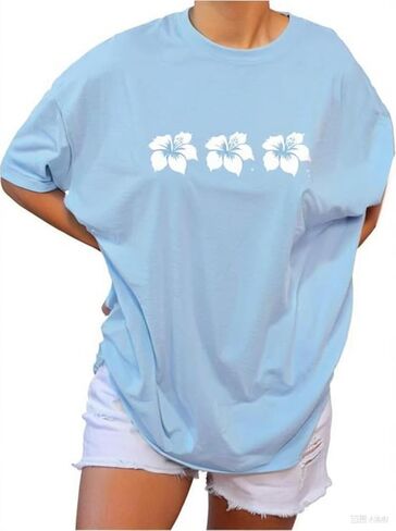 Womens Vintage Graphic Tee Shirt Summer Short Sleeve Loose Casual Basic Tee Tops Fit Shirts Oversized Baggy Shirts in Saudi Arabia