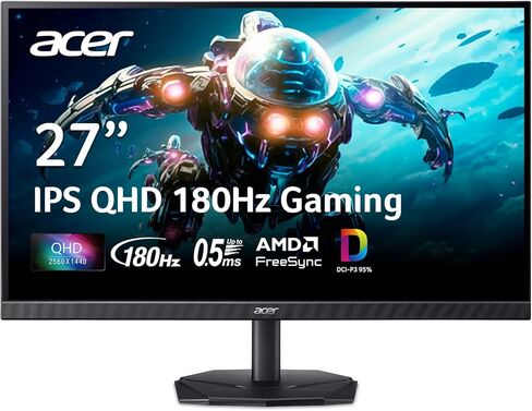 Acer Nitro 27" Gaming Monitor | WQHD 2560 x 1440 | IPS | ZeroFrame | AMD FreeSync Premium | 320Hz Refresh Rate | Up to 0.5ms | DCI-P3 90% | 1 x Display Port 1.4 & 2 x HDMI 2.1 | KG271U F3bmiipx in Saudi Arabia
