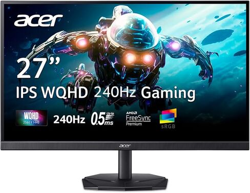 Acer Nitro 27" Gaming Monitor | WQHD 2560 x 1440 | IPS | ZeroFrame | AMD FreeSync Premium | 320Hz Refresh Rate | Up to 0.5ms | DCI-P3 90% | 1 x Display Port 1.4 & 2 x HDMI 2.1 | KG271U F3bmiipx in Saudi Arabia