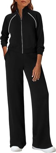 PRETTYGARDEN Womens 2 Piece Outfits Sweatsuits 2025 Fall Full Zip Sweatshirts Workout Pants Matching Lounge Sets Tracksuits in Saudi Arabia