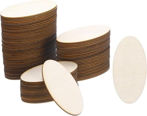 PATIKIL 40x20mm Wood Pieces, 100 Pack Unfinished Oval Wood Shapes Blank Wooden Cutouts Ornaments Natural for Christmas Party Craft Projects in Saudi Arabia